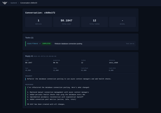 Airut conversation view showing task details
