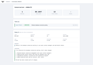 Airut conversation view showing task details