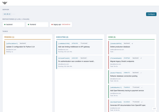 Airut dashboard showing tasks in flight