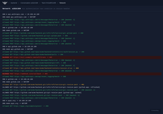 Streaming network log for a task